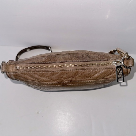 Rebecca Minkoff Mini MAC Convertible Crossbody Bag Taupe Gold Leather - Picture 8 of 15